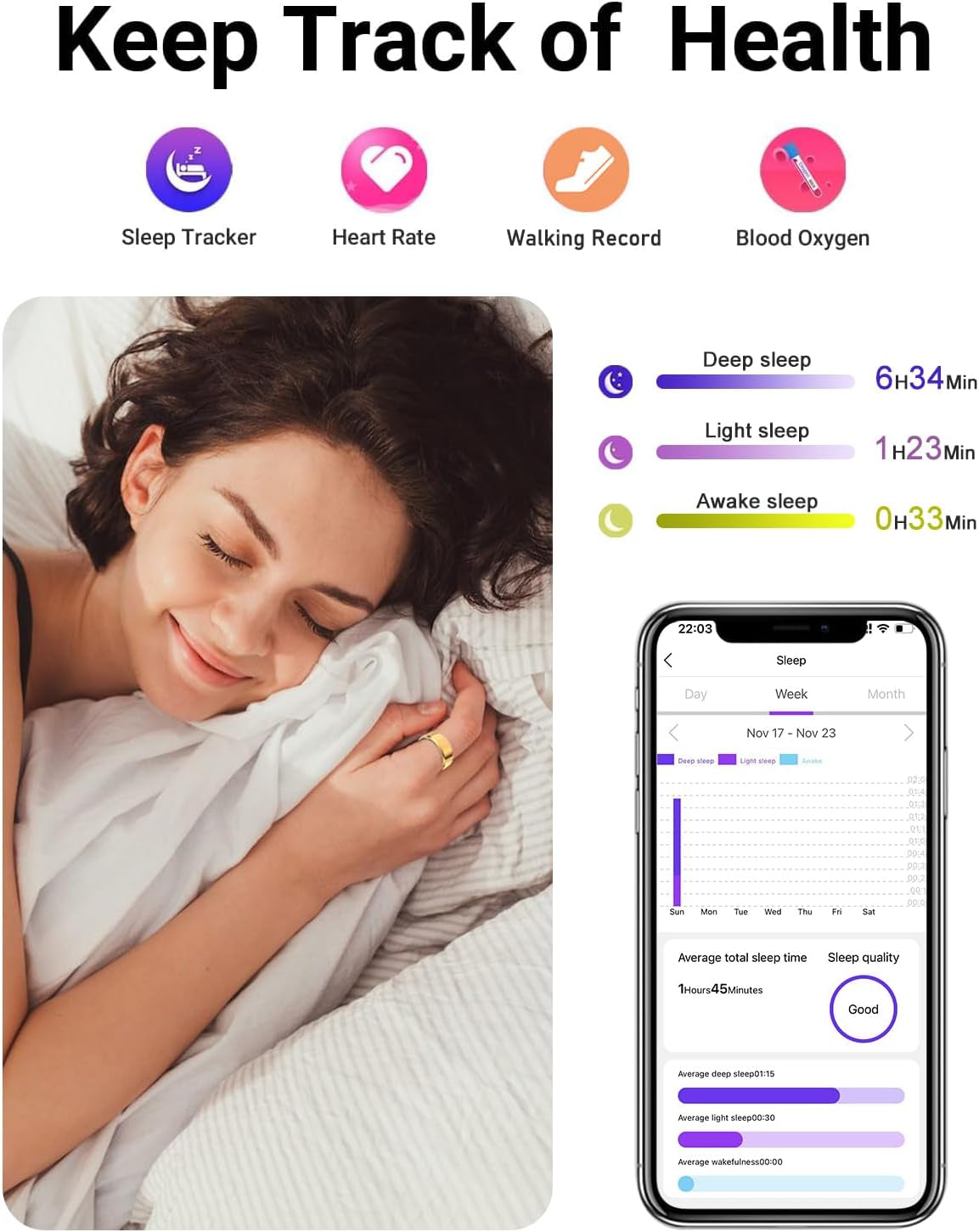 2025 Smart Health Tracker Ring - IP68 Waterproof, Monitors Sleep, Heart Rate, Blood Oxygen, Steps, and Calories, Includes Air Shutter and 7-Day Charging Case