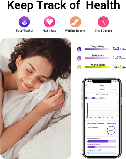 2025 Smart Health Tracker Ring - IP68 Waterproof, Monitors Sleep, Heart Rate, Blood Oxygen, Steps, and Calories, Includes Air Shutter and 7-Day Charging Case