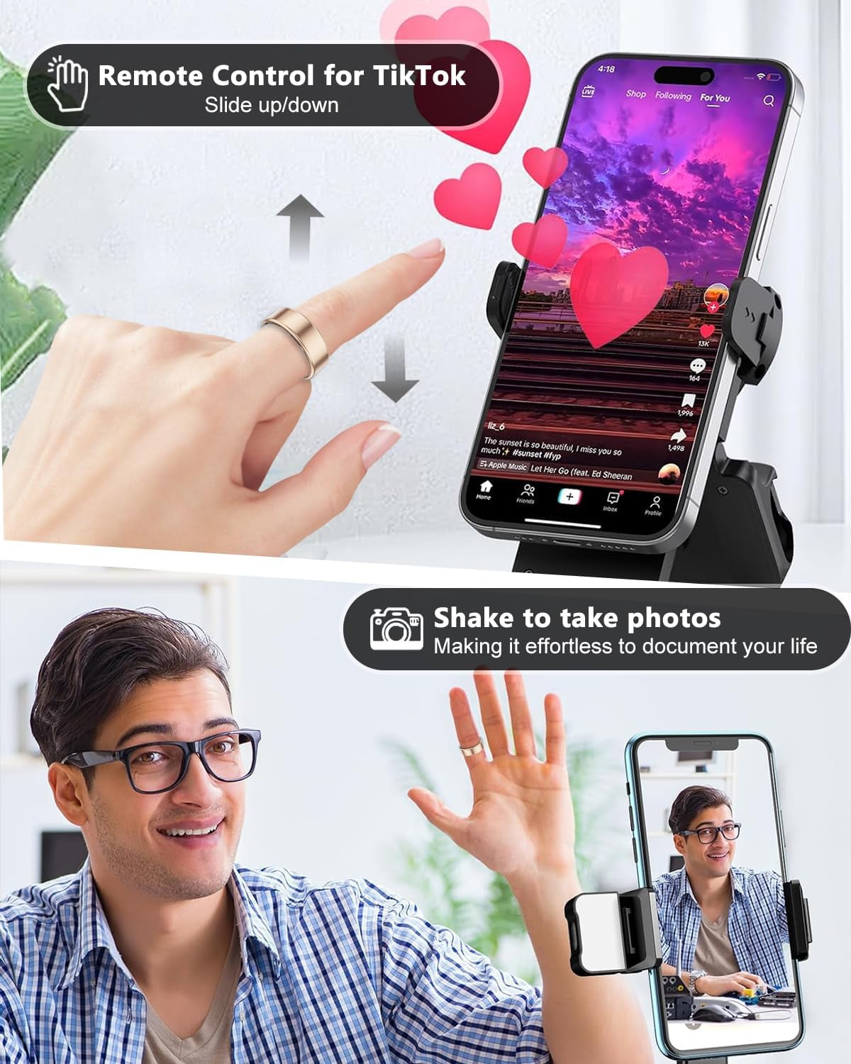 2025 Smart Health Tracker Ring - IP68 Waterproof, Monitors Sleep, Heart Rate, Blood Oxygen, Steps, and Calories, Includes Air Shutter and 7-Day Charging Case