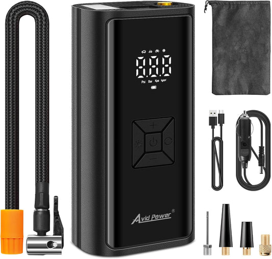 AVID POWER Cordless Portable Tire Inflator - 4500mAh Air Compressor for Cars, Motorcycles, Bicycles & Inflatables with Smart Modes & 12V DC Adapter