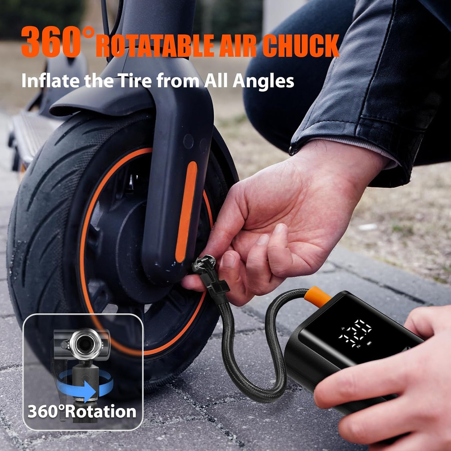 AVID POWER Cordless Portable Tire Inflator - 4500mAh Air Compressor for Cars, Motorcycles, Bicycles & Inflatables with Smart Modes & 12V DC Adapter